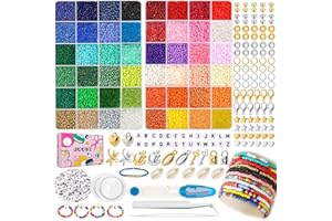 UOONY 16000 Stück 3mm Perlen für Armbänder,DIY zum Auffädeln mit Buchstabenperlen für Geschenkidee Armbänder, Perlen zum Auffädeln Set für Kinder,Weihnachten,Feiertage, Geburtstage，Belohnungen.