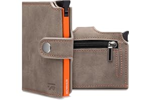 BEWMER v2 Portefeuille Homme&Femme en Similicuir avec Protection RFID Anticlonage | Porte Carte Homme&Femme pour 9 Cartes De Crédit, avec Poche Monnaie | Portefeuilles Et Porte-Cartes Beige-Orange
