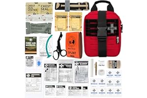 RHINO RESCUE First Aid Kit, Molle IFAK Medical Pouch for Tactical, Car, Camping, Travel, Hiking, Red