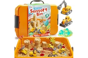 Klever Kits Magic Sand Set Spielsand Baustelle Kinder Koffer Spielsand für Kinder,Baustellen Sandkasten mit 18 Zubehörteilen,Leuchtenden Steinen,Zaubersand Sandspielzeug für Jungen ab 3 4 5 6 7 8 9