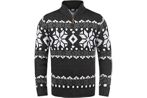 Solid SDNorwin Herren Strickpullover Troyer Grobstrick Pullover mit Stehkragen Regular fit