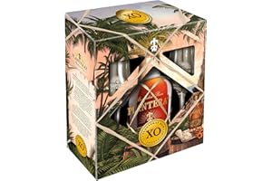 PLANTERAY RUM - XO 20th Anniversary Coffret - Bouteille 70 cl + 2 verres - Rhum Vieux Ambré - Origine : Barbades - Notes de Vanille, Cacao & Epice - 40% Alcool