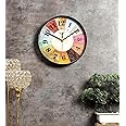 Ximdeco® Multi-Color Round Dial Abstract Wall Clock – Stylish 8-Inch Analog Clock with Black Frame | Perfect for Living Room, Bedroom, or Kitchen Decor | Unique Gift Idea