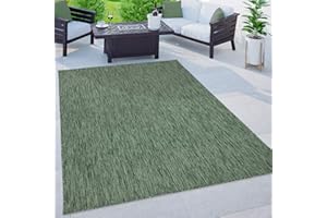 Paco Home Alfombra Exterior Interior Balcón Terraza Alfombra Cocina Monocolor Jaspeado, tamaño:300x400 cm, Color:Verde