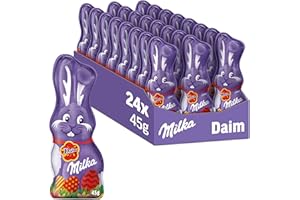 Milka Schmunzelhase Daim 24 x 45g I Osterschokolade Großpackung I mit Mandel-Karamell-Stückchen I Osterhasen Schokolade aus 1