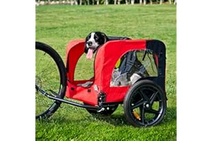 soges Remorque de vélo pour chien jusqu'à 40 kg - Pliable - En Oxford 600D - Maille respirante - Avec 2 entrées - Chariot pour chien avec laisse interne - Réflecteurs de sécurité