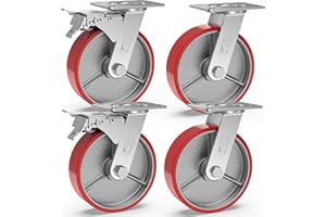 GBL Ruedas para Muebles Pesados con 2 Freno + Tornillos - 125mm Hasta 1280kg - 4 Rueda que No Dejan Marcas de Alta Resistencia - Ruedas Giratorias Grandes para Palets Engomadas