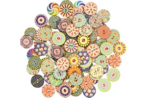 Classicseali 200 Bottoni In Legno Colorati, 20 Mm, Bottoni Per Cardigan, Vestiti, Fai Da Te, Decorazioni, Cucito, Artigianato, Motivo Geometrico Per Bambini
