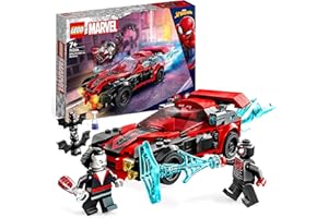 LEGO 76244 Marvel Miles Morales vs. Morbius, Jouet de Construction Spider-Man, avec Voiture de Course, Spidey et Ses Amis Extraordinaires, Enfants 7 Ans