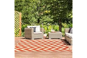 Relsy Mango & Whisper White Garden Outdoor Rug, Waterproof Reversible Plastic Area Rug, Foldable Picnic Mat, 180cm x 270 cm Mango & Whisper White, For Garden, Patio, Camping Mat