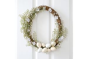 Ginger Ray Easter Egg Shaped Spring Door Wreath with Foliage & Eggs 32cm x 40cm