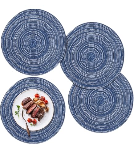 Banchif Wasbare Placemats, Hittebestendig PVC-Placemats voor keukentafel Antislip Ontbijtplankjes Rond, Diameter 38 cm. (Rood, Ronde set van 4 Banchif Wasbare Placemats, Hittebestendig PVC-Placemats voor keukentafel Antislip Ontbijtplankjes Rond, Diameter 38 cm. (Rood, Ronde set van 4