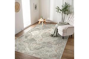 BEIMO Tappeto Salotto Pelo Corto Vintage, Tappeto Camera Da Letto, Tappeti Antiscivolo Lavabile, Tappeti Persiano per Cameretta, Soggiorno, Sala, Scendiletto, Grigio, 120x170cm