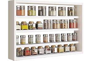 VCM Holz Küchenregal hängend | Maße ca. H. 40 x B. 60 x T. 10 cm | Hängeregal mit Vier Fächern | Wandregal | Gewürzregal | Küchenmöbel - Esaldi M