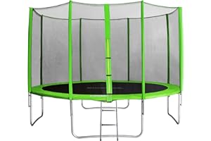 SixBros. SixJump trampolino elastico da giardino 4,00 m – trampolino per il giardino, trampolino all’aperto, set completo incluso scaletta, rete di sicurezza & copertura, verde, TG400/1743