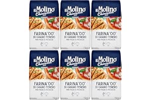 il Molino Chiavazza - Authentic Italian Soft Wheat Type ''00'' Pizza Flour 1kg - Pack of 6 | Perfect for Traditional Pizza & Focaccia