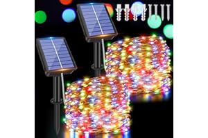 ZeMu Solar Lights Outdoor Garden, 2 Pack 10m 100 LEDs Waterproof Copper Wire Outdoor Fairy Lights, 8 Modes Multicolour String Lights Solar Powered for Outside Indoor Gazebo Wedding Party Decorations