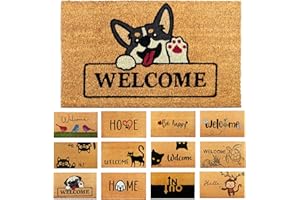 AMARU DOOR MATS Felpudo Perro Saludo de Fibra Coco - 70x40cm - Felpudos Antideslizantes - Felpudos Originales para la Entrada a Casa, Pasillos, Puertas de Exterior-Accesorios para el Hogar-Material Resistente