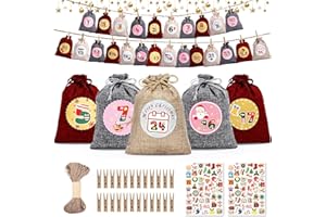 Chuner Adventskalender zum Befüllen, 24 Adventskalender Selber Befüllen Stoff, 2025 Weihnachtskalender Selbst Befüllen, Advents Kalender Kinder Jute Säckchen Groß Stoffbeutel: 18x13cm