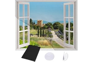 REDTRON 1 Packs de Moustiquaires de Fenêtres, Filet Anti-Moustiques Adhésif, Toile Moustiquaire Ajustable pour Insectes, Mouches, Découpable à la taille désirée(1.3m x 1.5m, Noir)
