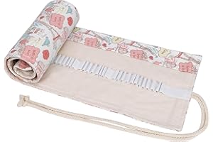 MENGH-SHOP Leinwand Stifterolle 72 Löcher Buntstifte Federmäppchen Tragbar Verpackungshalter Bleistift Wrap Kasten Bleistifthalter für Schule Studenten Künstler (Eisenturm-Stil)