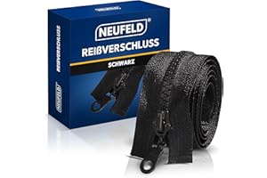NEUFELD® Reißverschluss in verschiedenen Größen [inkl. GRATIS Stecknadeln & Maßband] - Reissverschluss für Jacken, Taschen, Bettwäsche - Zipper (Schwarz 75cm)
