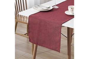 Decomira Tischläufer wasserabweisend Leinen-Optik | Fleckschutz, abwaschbar | Als Garten-Tischdecke Outdoor für Esstisch | Rot - 40x180 cm