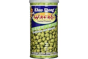 ‎KHAO SHONG Khao Shong Erdnüsse mit Wasabi, knackige Erdnüsse im scharfen Teigmantel, mittlere Schärfe, knusprige Snacks für unterwegs, (1 x 350 g Dose)