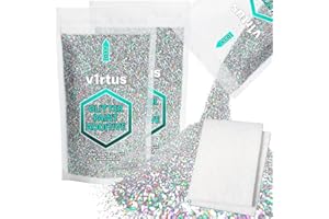 v1rtus argento olografico Glitter Vernice Additivo [200 g] NUOVO 2022 Tecnologia, 2 Finitura lucidatura pad Incluso miscelare con Emulsione vernice per interni perfetti o pareti esterne