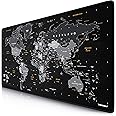 Titanwolf – German Layout – Titanwolf XXL Gaming Mouse Mat 900 x 400 x 3 mm – Desk Mat Large – XXL Mouse Mat Gaming and Office – World Map Black