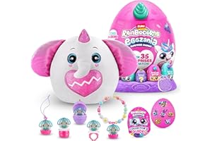 Rainbocorns Eggzania Surprise Mania Peanuts l'Elefante - Peluche da Collezione - Oltre 20 Sorprese all'Interno, 28 cm, Animale di Peluche Peluche Anelli, Bracciali, Adesivi, Accessori Indossabili