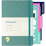 Dotted Notebook A5 | Bullet dot Journal + Bonus Stencils | 150gsm Paper | The Classic by Ottergami (Green Speckled)