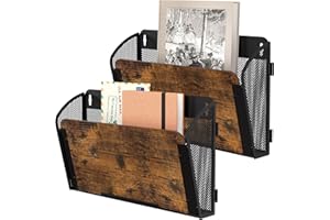 Solinxe Zeitungshalter Wand aus Holz mit 2 Taschen Metall Zeitungsständer Hängeregister Wandablagefächer A4 Papier Dokumentenablage Büro Schule Ablage Organizer, Schwarz/Antik