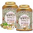 Sancha Tea Boutique, Happy Tummy Tea, Caffeine Free Herbal Tisane, 25 Pyramid Bags, Digestive Teas, Tummy Detox (Pack of 2)