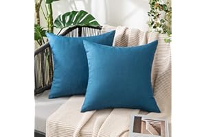 MIULEE Funda Cojines Exterior Impermeable de Lino Fundas de Almohadas Suave de Sofá Almohadas Decorativas para Salón Cama Silla Habitacion Oficina Dormitorio Lumbar 60x60 cm 2 Piezas Azul Oscuro