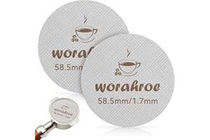 WORAHROE Pantalla de Disco Cafe 58,5 mm 2 Piezas, Colador Espresso para portafiltros de acero inoxidable 316, reutilizable, 1,7 mm de grosor, 150 μm, portafiltros de café, colador inferior de ducha