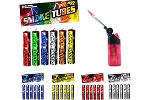 VORAGA Smoke Tubes 6 X Rauchfackeln Rauchgranate Rauchbomben Rauchgenerator Raucherzeuger Rauchtopf + 1 Profi Sturmfeuerzeug von Home Flair® (Bunt)