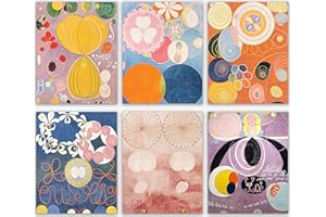 WALLBUDDY Hilma Af Klint Wall Decor - Modern Abstract Paintings, Vintage Wall Art for Living Room Decor, Kitchen Decor, Bedroom Decor, Premium Modern Gift for Mom Home Decor - Pack of 6 Gift Art (8X10 inches)