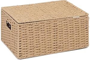 Arpan Cesta de almacenamiento con tapa de papel natural (tamaño grande)