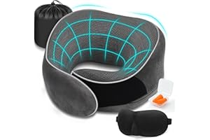 ZEPPHI Nackenkissen Flugzeug, Reisekissen Memory Foam, Nackenhörnchen Erwachsene, Ergonomische Nackenstütze mit 3D-Schlafmaske, Ohrstöpsel, Tasche - Ideal für Flugzeugstuhl, Auto, Zuhause, Büro, Schlafkissen