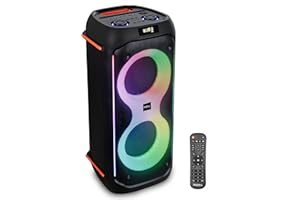 Ibiza - COLUMBA600 - Enceinte, Baffle Puissant de 2x6,5”/16cm sur Batterie Rechargeable - Bluetooth, Micro-SD, USB, Aux, 2 MIC in - TWS - LED Infini Multicolore - Poignée