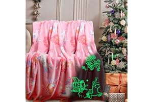 WESKIFAN Manta de Unicornio para Niñas Manta Luminosa Que Brillan en la Oscuridad Manta Mullida Franela Extra Suave Decorado con Unicornio para Cama Sofá Regalo para Niños Niñas Rosa