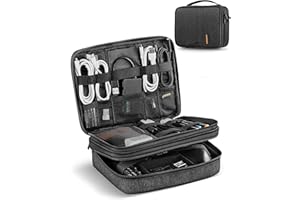 JamBer Große Kapazität Kabeltasche Reise, Upgraded Multi-funktionale Kabeltasche Organizer für Powerbank, SD-Karte, USB-Stick, Urlaub Gadget Tech Pouch (Dunkelgrau)