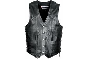 Bohmberg® Premium Leather Vest Gilet en cuir hommes - Moto Gilet - Gilet Avec Laçage Latéral