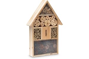 Relaxdays 10020085 Hôtel à insectes HxLxP 48x31x10 cm Abri en Bois pour Papillons Abeilles Coccinelles Guêpes Marron