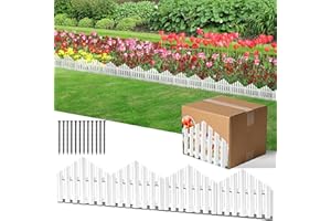COOTENTLER Garden Edging Border 4m x 24cm Tall with 14pcs Pegs Lawn Edging Flexible Plastic Garden Borders Edging for Flower Bed Gravel & Grass Path Yard Fence No Dig Lawns Edge (White)