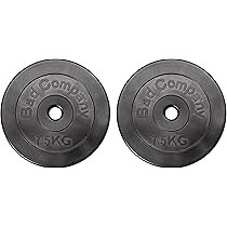 Bad Company Halterschijven 30/31 mm, kunststof, 2 x 5 kg, gewicht 5 kg, per paar, gewichten voor lange halter en korte halter