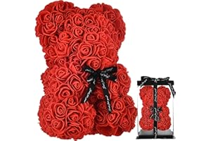 ROSE TEDDY BEAR Orsacchiotto Rosa Orso Rosa Orso Rosa Orsacchiotto Fiori, Regali per Mamma Sue Donne Ragazze Adolescenti Madri Regali Regalo di Compleanno Anniversario San Valentino - orsi Rose con Scatola (Rosso)