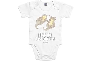 Mr. & Mrs. Panda Organic Baby Body Otter händchenhaltend, Baumwolle