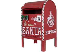 Christmas Paradise Weihnachtlicher Deko Briefkasten aus Metall 34cm Rot Weihnachtsmann Mailbox
